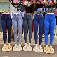 Jean en denim taille haute pour femme, style vintage, dégradé bleu marine, coupe skinny, respirant, écologique, décontracté, extensible