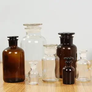 wholesale 500ml empty amber chemical resistant bottle glass wild-mouth chemical packaging glass reagent bottle