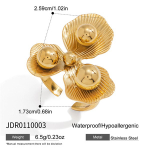 Bague en zircon, acier inoxydable de haute qualité, bijoux de mariage et de fiançailles, imitation perle, anneaux ouverts irréguliers pour femmes et filles - Product Image 3