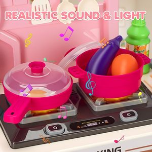 Juego de Cocina para Niños EPT con Sonido y Luz, Estufa, Fregadero, Accesorios de Comida, Juguete de Simulación para Niñas Pequeñas - Product Image 4