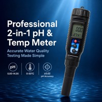 Testeur de pH de haute précision 0,02, type stylo, analyseur de qualité de l'eau, professionnel, 2-en-1, pH-mètre et thermomètre avec calibrage automatique à 2 points