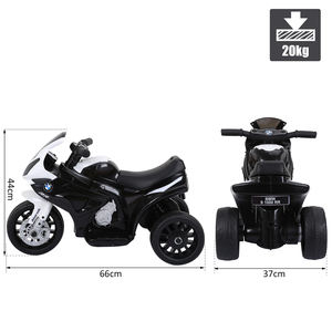 Moto électrique HOMCOM pour enfants Max. 20 kg avec licence BMW, 3 roues, batterie rechargeable 6V, blanc noir, 66x37x44cm - Product Image 3