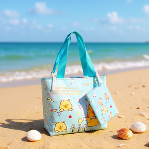Borsa da Spiaggia Colorata con Nastro 31x32x8cm con Piccola Tracolla - Product Image 3