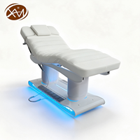 Table de massage électrique professionnelle pour soins du visage avec lumière d'ambiance LED, lit de massage électrique inclinable pour cils, table de spa