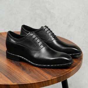 Chaussures Derby pour hommes en cuir de vachette pleine fleur, respirantes, antidérapantes, pour le travail et les déplacements professionnels, style formel et luxueux. - Product Image 2
