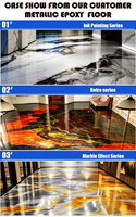 Résine époxy liquide 100% solide auto-nivelante effet marbre brillant, revêtement et peinture de sol époxy 3D métallique artistique