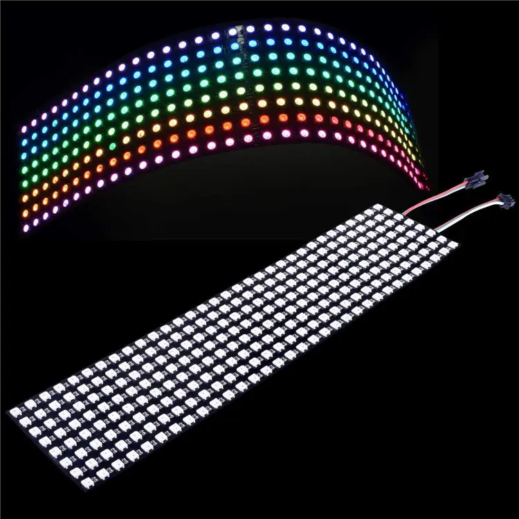 หน้าจอพิกเซลยืดหยุ่นแผง32/16/16/8/APA102C จอแสดงผล LED แบบยืดหยุ่น Built-IC Beads Strip Light Array 8 * WS2812B * SK6812 * 8 RGB Flex