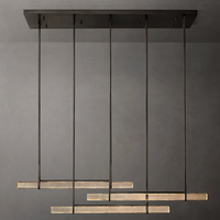 Lustre linéaire triple barre en cristal K9, luminaire suspendu LED long et moderne pour îlot de cuisine et salle à manger