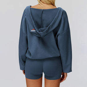 Nouveau <span class=keywords><strong>sweat</strong></span> à capuche ample à col en V profond, vêtement d'extérieur, <span class=keywords><strong>sweat</strong></span> à capuche de sport pour la course à pied, <span class=keywords><strong>sweat</strong></span> à capuche boxy, lourd - Product Image 2