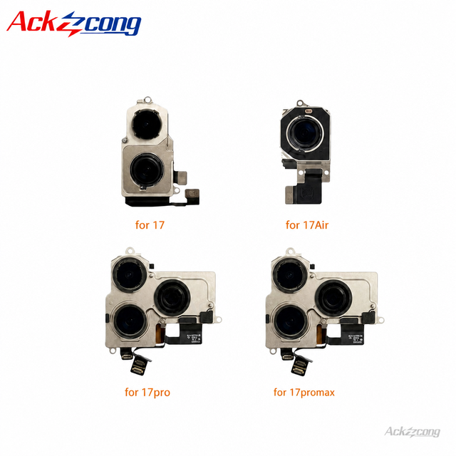 Ackzcong Quality Tested Rear Camera with Flex Cable for iPhone 11 12 13 14 15 16 17 Air 17 Pro Max Back Camera Replacement Parts