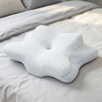 Oreiller cervical en mousse à mémoire de forme YUE RISE en forme de papillon, à récupération lente, pour l'alignement du cou et un sommeil confortable