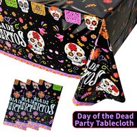 Nappe jetable en plastique rectangulaire pour le Jour des Morts, motif tête de mort en sucre, décorations de fête mexicaines