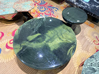 Ensemble de tables basses rondes en pierre de luxe vert avocat - Pierre de luxe en marbre luxueux - Salon moderne minimaliste