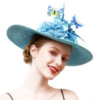 Aksesoris Rambut Kupu-kupu Festival Natal Musim Panas OEM, Hiasan Kepala Bulu, Topi Kentucky Derby, Pesta Teh