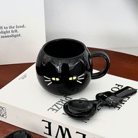 Ensemble de vaisselle en céramique chat noir brillant vaisselle de dessin animé mignon assiettes bols soucoupes