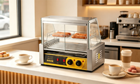 Machine à hot-dogs en acier inoxydable 1050W certifiée CE, 7 rouleaux, grill à saucisses automatique, nettoyage facile pour hôtels et restaurants