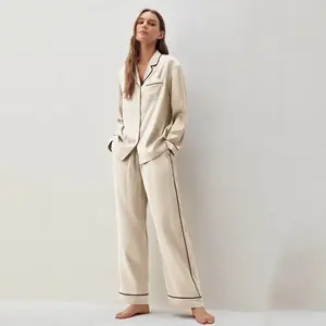 2023 abbigliamento donna elegante bambù modale viscosa donna pigiama Set corto a coste Loungewear Set stile classico