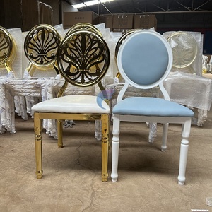 Chaise de salle à manger de luxe empilable en métal rose doré et tissu, style contemporain et moderne, écologique, en promotion - Product Image 2