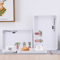Plateau de service rectangulaire en mélamine, durable, de luxe léger, personnalisable, pour fruits, thé et desserts d'hôtel, vente en gros