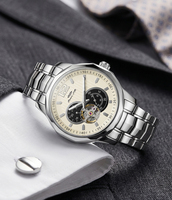 Montres mécaniques de luxe pour hommes avec bracelet en cuir, logo personnalisé, étanches et de haute qualité