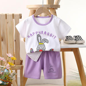 Conjunto de manga corta de algodón informal para niños, nuevo conjunto de verano con patrón de dibujos animados, <span class=keywords><strong>camiseta</strong></span> para niños y niñas, ropa ligera para bebés - Product Image 4