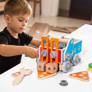 QI de l'apprentissage précoce des bébés Jeu de blocs de construction <span class=keywords><strong>en</strong></span> <span class=keywords><strong>bois</strong></span> à visser pour filles, jouet éducatif EN71 - Product Image 2