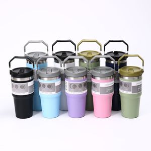 Tumbler Isolato Sottovuoto in Acciaio Inossidabile Rosa con Coperchio e Cannuccia, Tazza da Viaggio di Grande Capacità per Scuola e Attività all'Aperto - Product Image 3