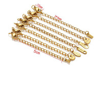 Chaînes d'extension en acier inoxydable plaqué or 18 carats de 5 cm avec fermoirs mousquetons pour la fabrication de bijoux, accessoires et composants de bracelets