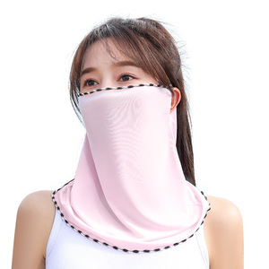 Masque de protection solaire pour le visage en soie glacée respirante, cache-cou pour femmes, idéal pour le cyclisme et les sports d'été - Product Image 4