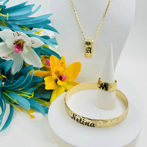 Juego de Collar y Pulsera Vertical con Nombre Personalizado JX242, Joyería Hawaiana de Samoa al por Mayor, Regalo de Cumpleaños Personalizado - Product Image 6