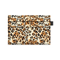 Porte-cartes double face en PU personnalisé, motif léopard, design compact et élégant, fermeture à bouton, facile à utiliser, 3 en 1