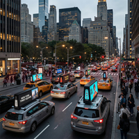 Affichage LED double face P2.5 P5 pour toit de taxi, étanche, avec contrôle par application cloud, GPS, WiFi 4G, vidéo publicitaire, pour le marketing de flotte de taxis