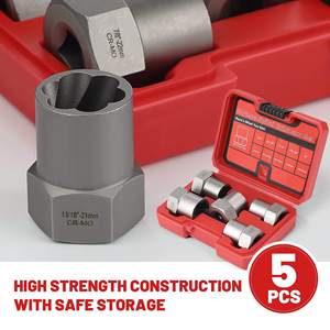 Kit Extractor de Tuercas y Tornillos KHC de Alta Resistencia, 5 Piezas, 1/2", Acero CR-MO, Resistente a la Corrosión, Plateado/Negro, Grado 1 para Bricolaje - Product Image 4