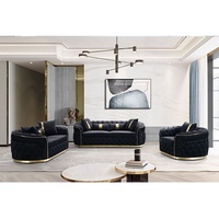 Canapé Chesterfield de luxe 3 places en velours italien capitonné, fourni par l'usine Winforce, pour salon, Turkiye.
