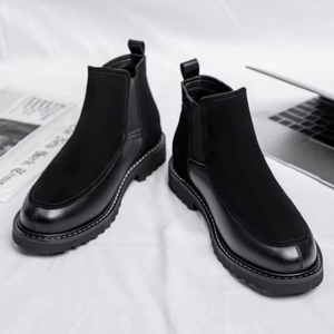 Bottes d'hiver en cuir pour hommes, <span class=keywords><strong>style</strong></span> <span class=keywords><strong>anglais</strong></span>, avec doublure en fourrure, tendance, toutes occasions. - Product Image 4