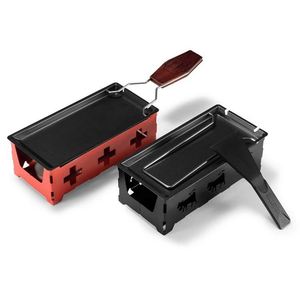 Ensemble de raclette à fromage portable avec plaque de cuisson rotative en métal antiadhésive, réchaud pliable et spatule pour dîner aux chandelles - Product Image 3