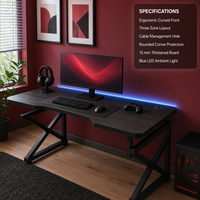 Bureau d'ordinateur avec ensemble de chaise de jeu, table d'étude moderne et minimaliste pour le bureau à domicile