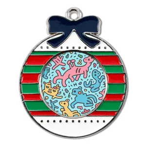 Colgantes elegantes de decoraciones navideñas de aleación circular con imagen personalizada para decoración festiva - Product Image 6