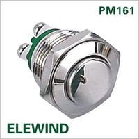 ELEWIND Bouton-poussoir électronique momentané (1NO) en acier inoxydable nickelé, laiton, IP65 IK08 36VDC 2A CE ROHS