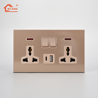 Nouveau Design Cuisine Interrupteur Prise Acier Inoxydable USB Type C Port Applique Murale Interrupteurs Électriques pour la Maison 3 Prises CA 2 Prises
