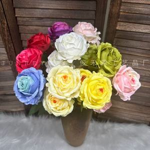 Rosas Artificiales Junheyuan, Rosa de Sueño Dopamina de 3 Cabezas, Flores de Plástico para Decoraciones de Boda, Arreglos Florales DIY - Product Image 1