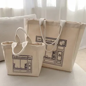 Custom tote bag Large size natural 100% cotton canvas tote bag for book shop