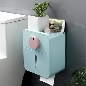 HelloWorld 2021 새로운 패션 창조적 인 간단한 욕실 벽지 수건 상자 선반 펌핑 상자 무료 펀치 붙여 넣기 방수 랙