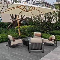 Ensemble de meubles de patio extérieur en aluminium moderne, canapé en rotin tressé avec table basse, résistant à l'eau et aux UV, ensemble de canapés de jardin pour le loisir