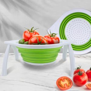 एस्कर्डर डी वर्दुस रसोई सिलिकॉन फोल्डेबल फूड स्ट्रॉनर टोकरी तह स्टैंड के साथ ढहने वाले कोनर्स - Product Image 5