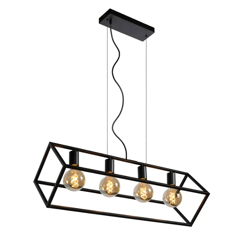 Modern industrial chandeliers 4 light black metal pendant light for home restaurant hotel