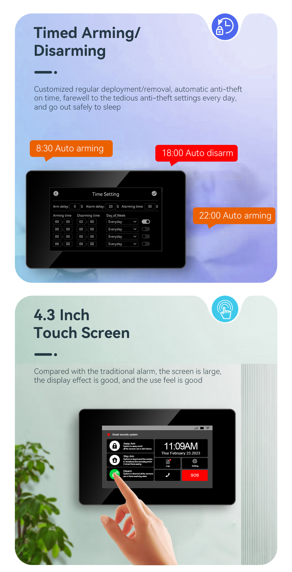 2026 New Arrival Kooyii Smart Home Security Alarm System 4.5 Inch Touch Screen 4G WiFi Intruder Alarm System Real-time Alert · image 4