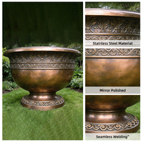 Hochwertiger Antiker Grüner Patina-Blumentopf Europäische Klassische Gartenskulptur Pflanzgefäß