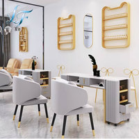 Produits de luxe très demandés, table de manucure professionnelle en bois de luxe pour salon de beauté, table pour technicien en ongles