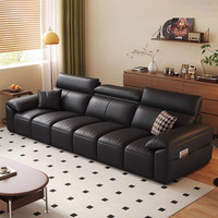 Canapé moderne noir 3 places, style minimaliste, en cuir, à vendre, canapé durable avec structure en bois pour salon, pour usage domestique